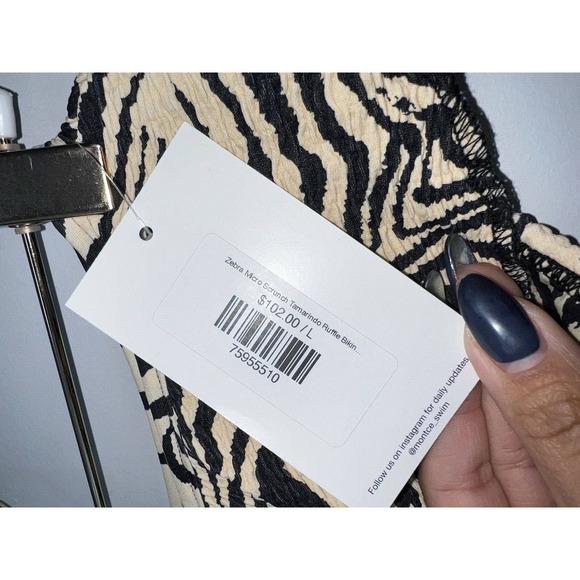 Montce Swim Zebra Micro Scrunch Tamarindo Ruffle Bikini Bottom Women Size Large - Picture 7 of 7